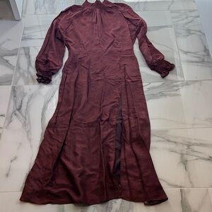 Elegant Burgundy Long Sleeve Dress